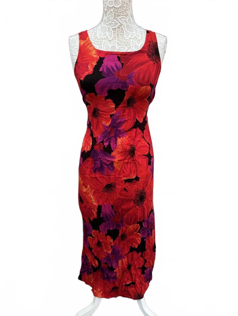 Style Studio Y2K Floral Maxi Dress Red Purple Rayon Size S